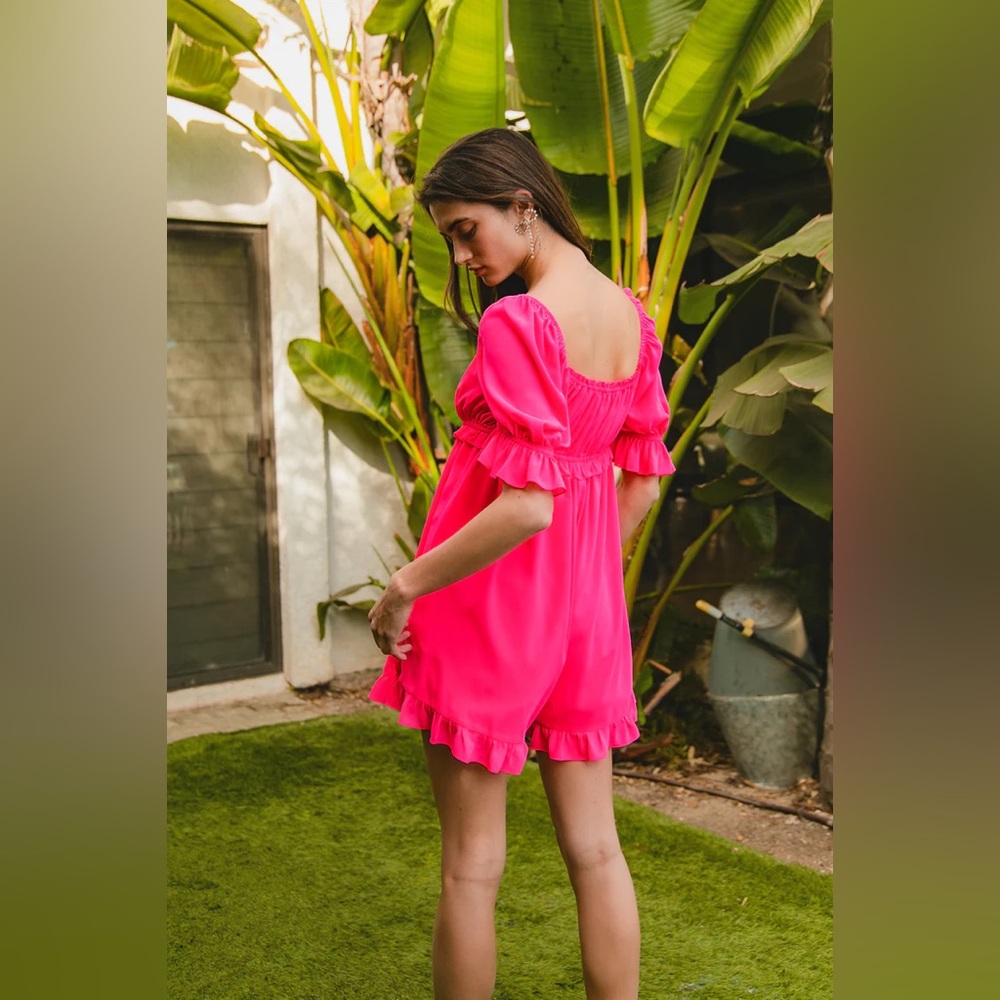 BiBi Pink Ruched Ruffled Mini Shorts - Picture 8 of 9